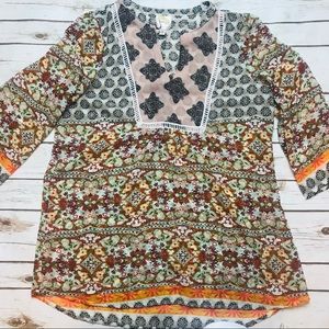 Fig and Flower Peasant Top